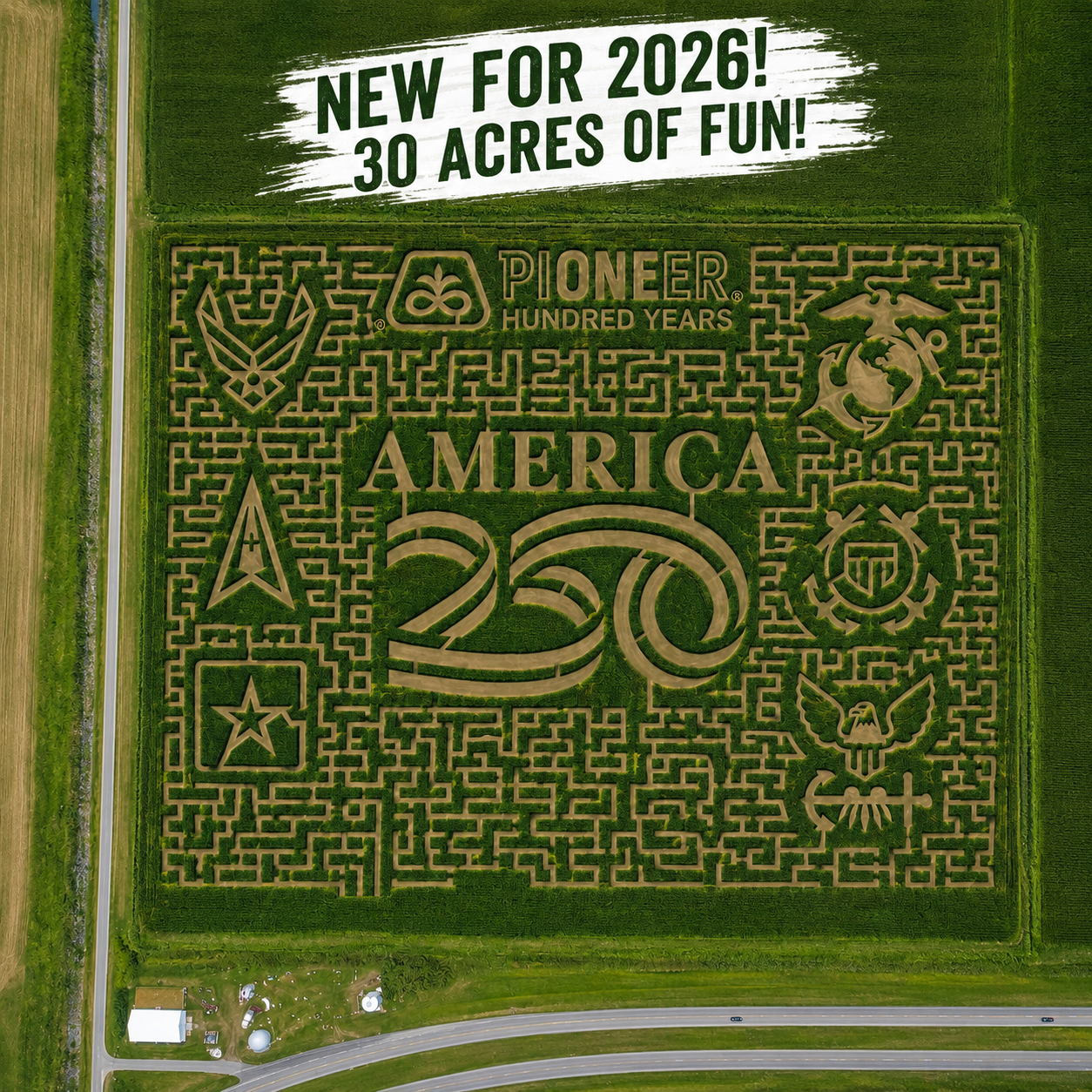 2026 America 250 corn maze design